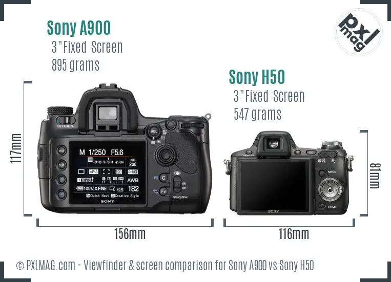Sony A900 vs Sony H50 Screen and Viewfinder comparison