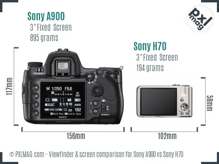 Sony A900 vs Sony H70 Screen and Viewfinder comparison