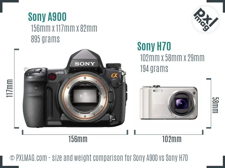 Sony A900 vs Sony H70 size comparison