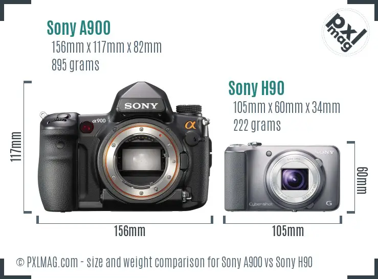 Sony A900 vs Sony H90 size comparison