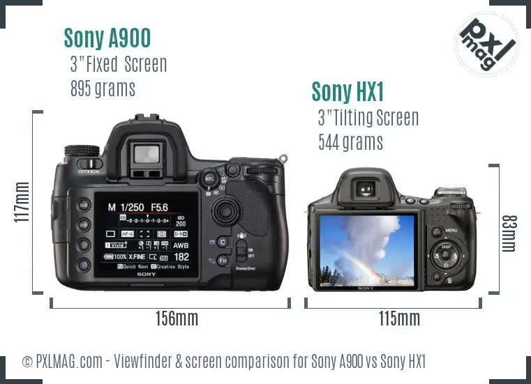 Sony A900 vs Sony HX1 Screen and Viewfinder comparison