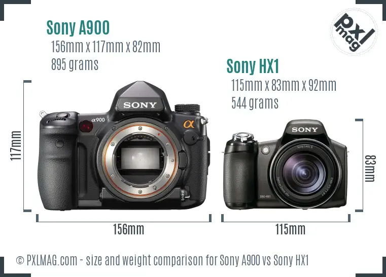 Sony A900 vs Sony HX1 size comparison