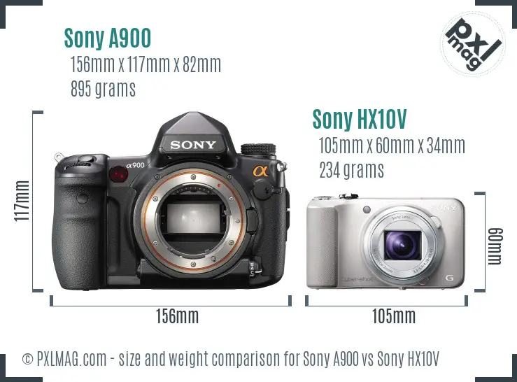 Sony A900 vs Sony HX10V size comparison