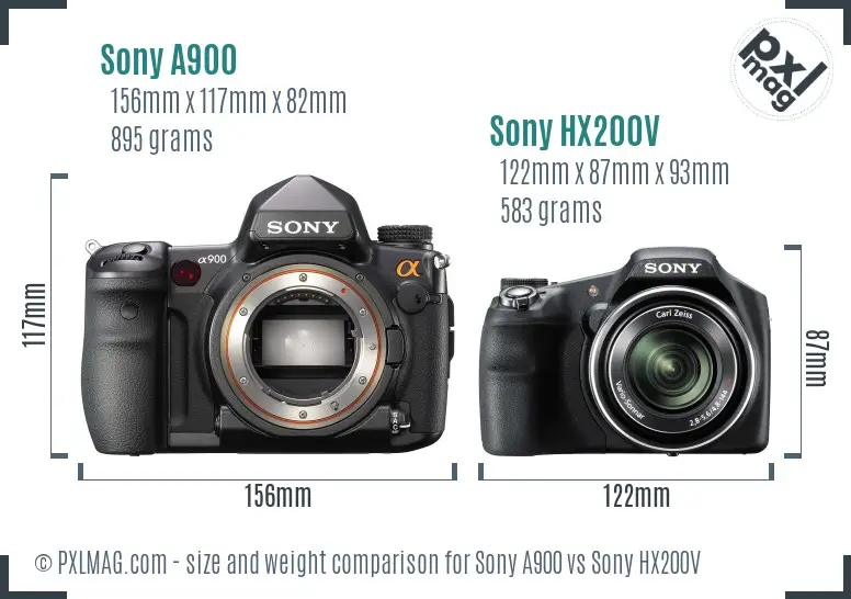 Sony A900 vs Sony HX200V size comparison