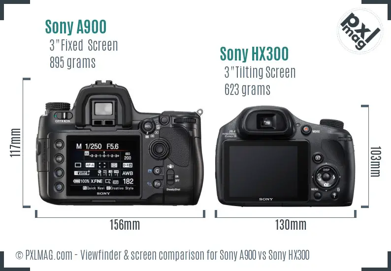 Sony A900 vs Sony HX300 Screen and Viewfinder comparison