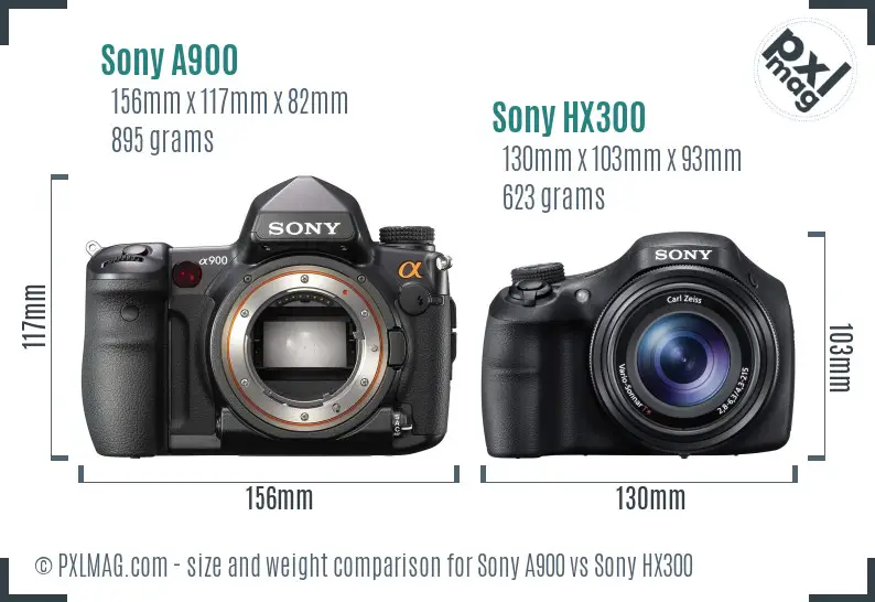 Sony A900 vs Sony HX300 size comparison