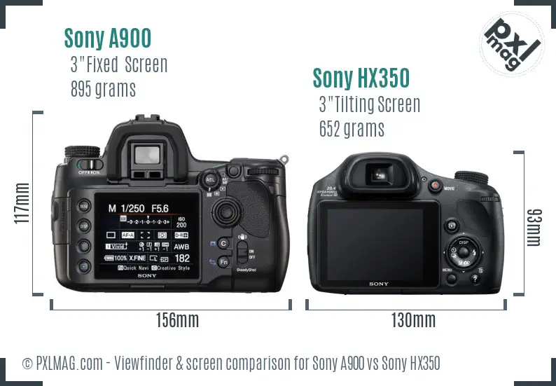 Sony A900 vs Sony HX350 Screen and Viewfinder comparison