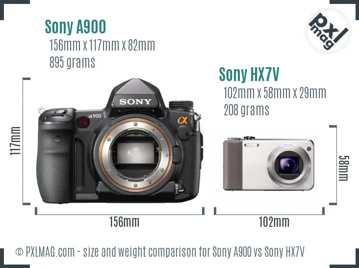 Sony A900 vs Sony HX7V size comparison