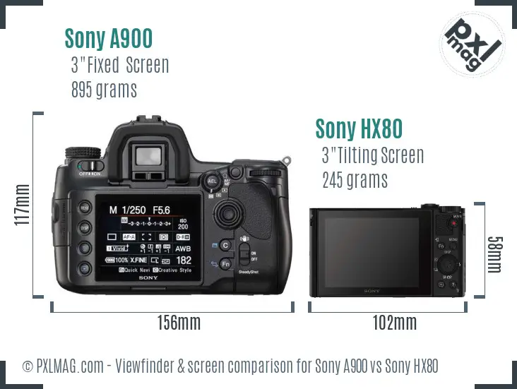 Sony A900 vs Sony HX80 Screen and Viewfinder comparison