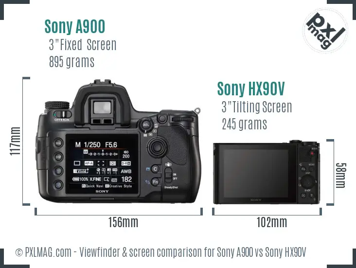 Sony A900 vs Sony HX90V Screen and Viewfinder comparison