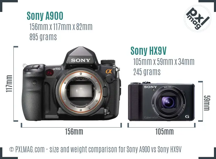 Sony A900 vs Sony HX9V size comparison