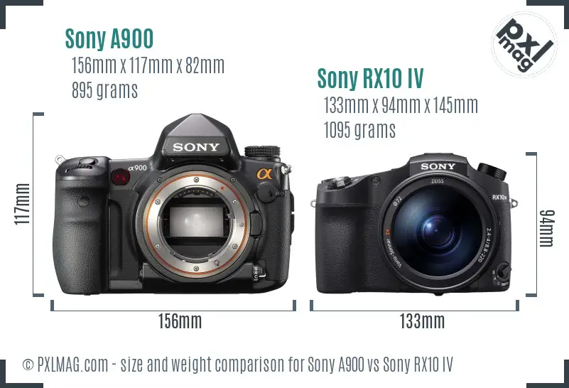 Sony A900 vs Sony RX10 IV size comparison