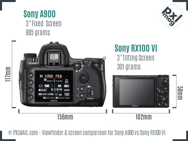 Sony A900 vs Sony RX100 VI Screen and Viewfinder comparison