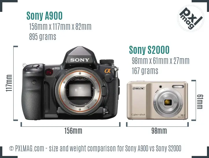 Sony A900 vs Sony S2000 size comparison
