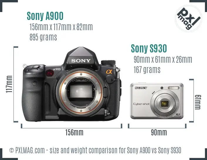 Sony A900 vs Sony S930 size comparison