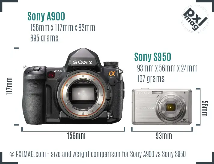 Sony A900 vs Sony S950 size comparison