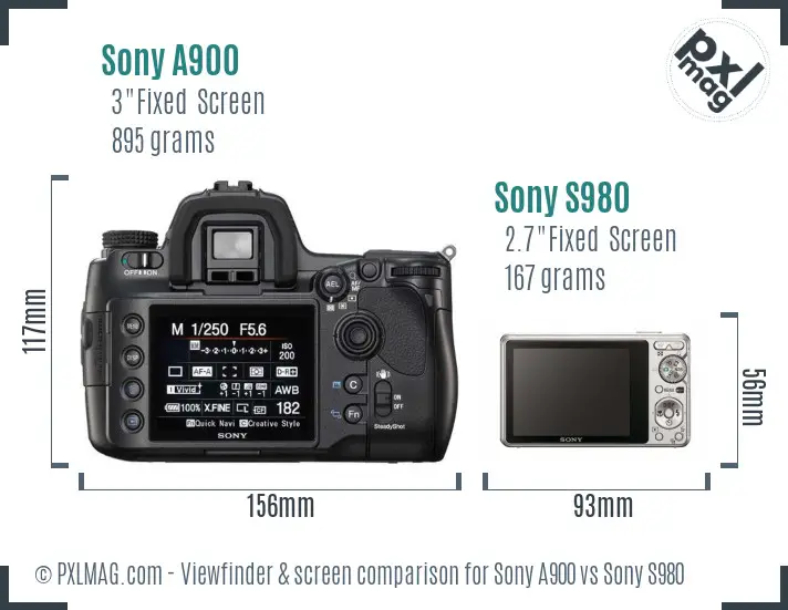 Sony A900 vs Sony S980 Screen and Viewfinder comparison
