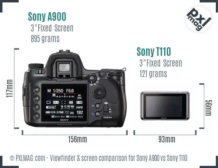 Sony A900 vs Sony T110 Screen and Viewfinder comparison