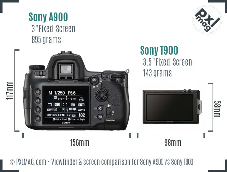 Sony A900 vs Sony T900 Screen and Viewfinder comparison