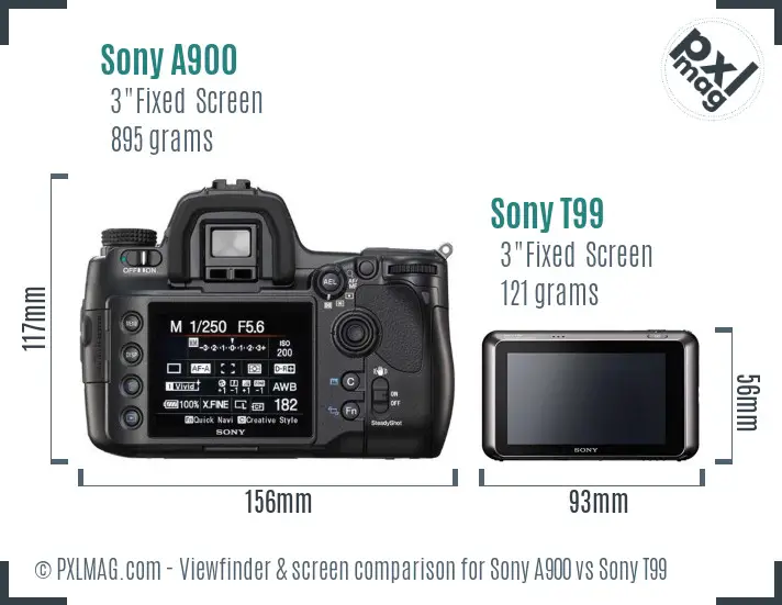 Sony A900 vs Sony T99 Screen and Viewfinder comparison