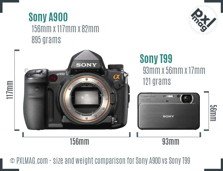 Sony A900 vs Sony T99 size comparison