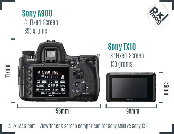 Sony A900 vs Sony TX10 Screen and Viewfinder comparison