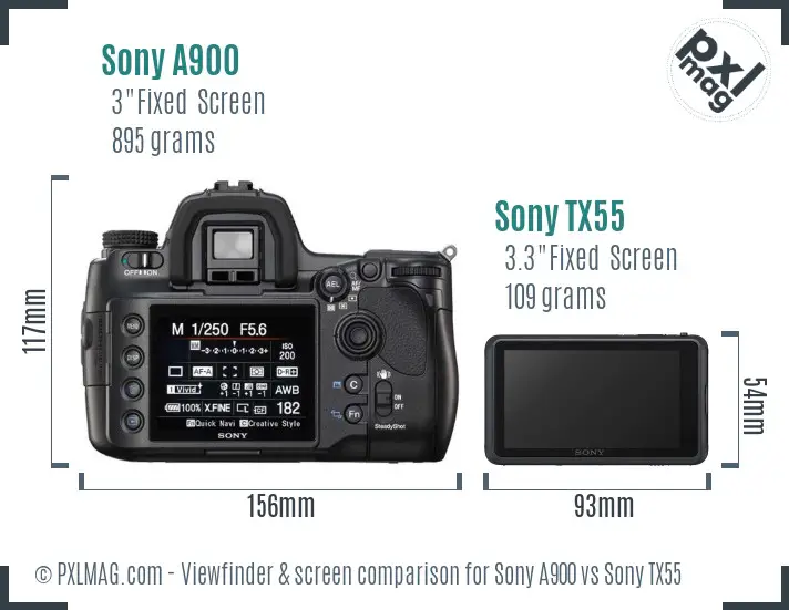 Sony A900 vs Sony TX55 Screen and Viewfinder comparison