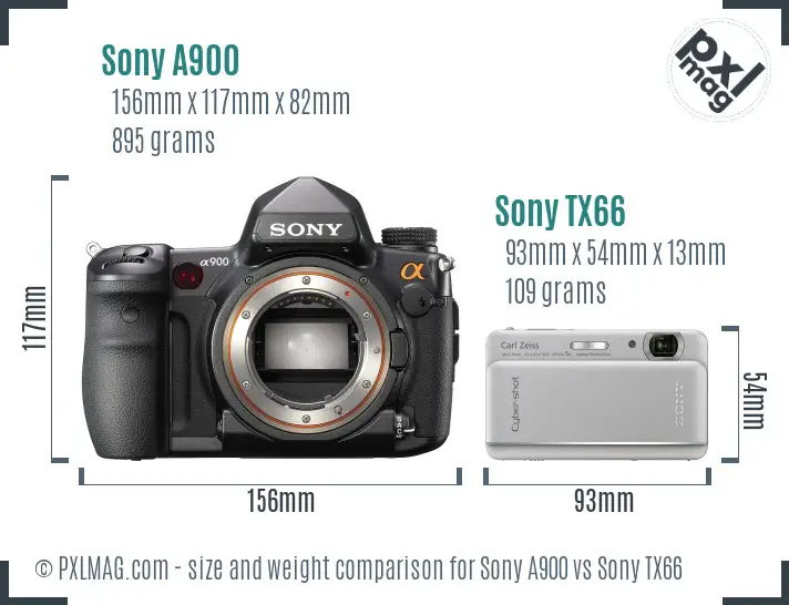 Sony A900 vs Sony TX66 size comparison