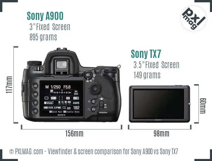 Sony A900 vs Sony TX7 Screen and Viewfinder comparison