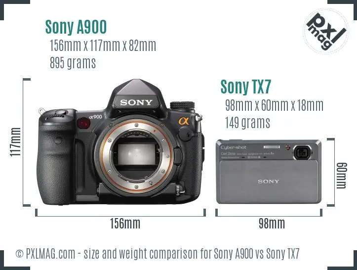 Sony A900 vs Sony TX7 size comparison