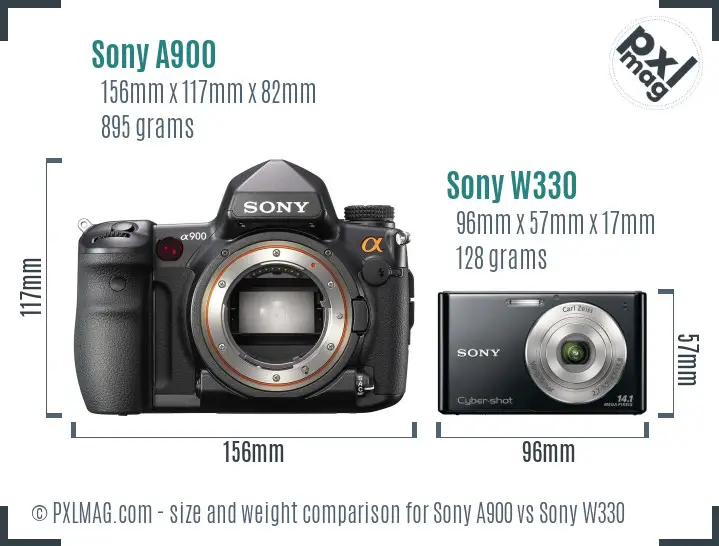 Sony A900 vs Sony W330 size comparison
