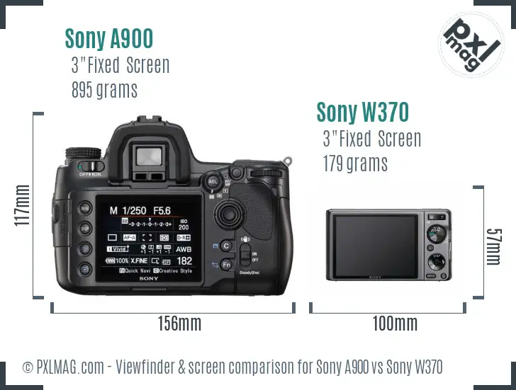 Sony A900 vs Sony W370 Screen and Viewfinder comparison