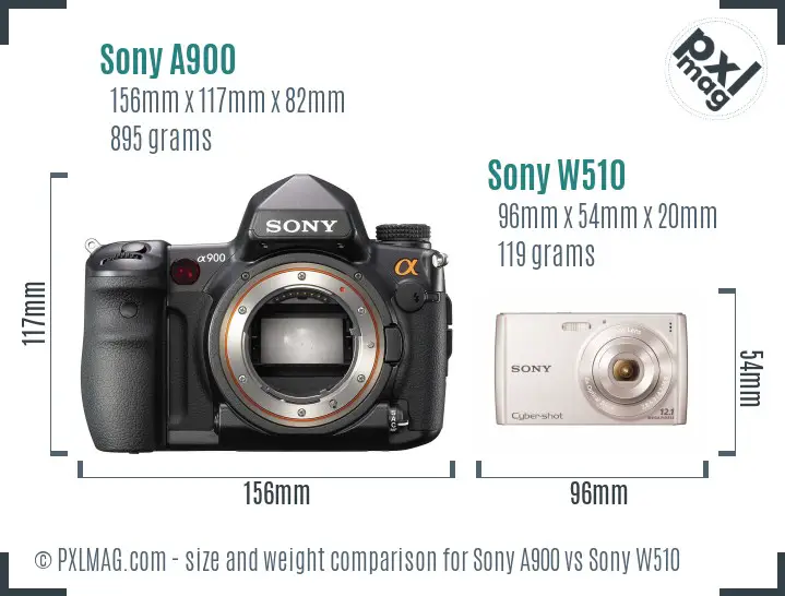 Sony A900 vs Sony W510 size comparison