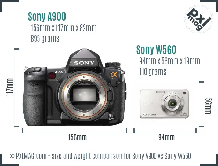 Sony A900 vs Sony W560 size comparison