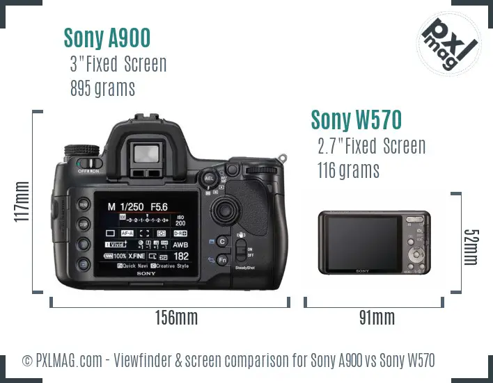 Sony A900 vs Sony W570 Screen and Viewfinder comparison