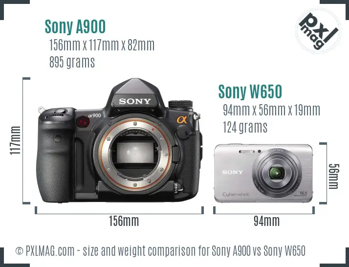 Sony A900 vs Sony W650 size comparison