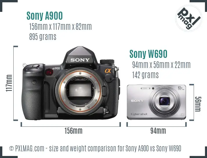 Sony A900 vs Sony W690 size comparison