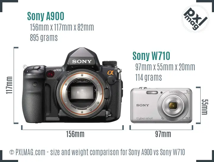 Sony A900 vs Sony W710 size comparison