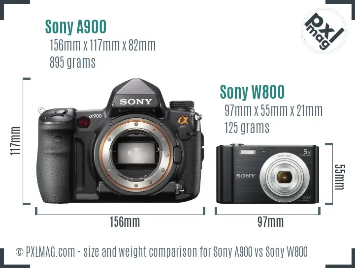 Sony A900 vs Sony W800 size comparison