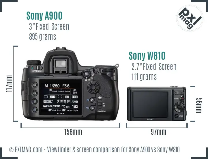Sony A900 vs Sony W810 Screen and Viewfinder comparison