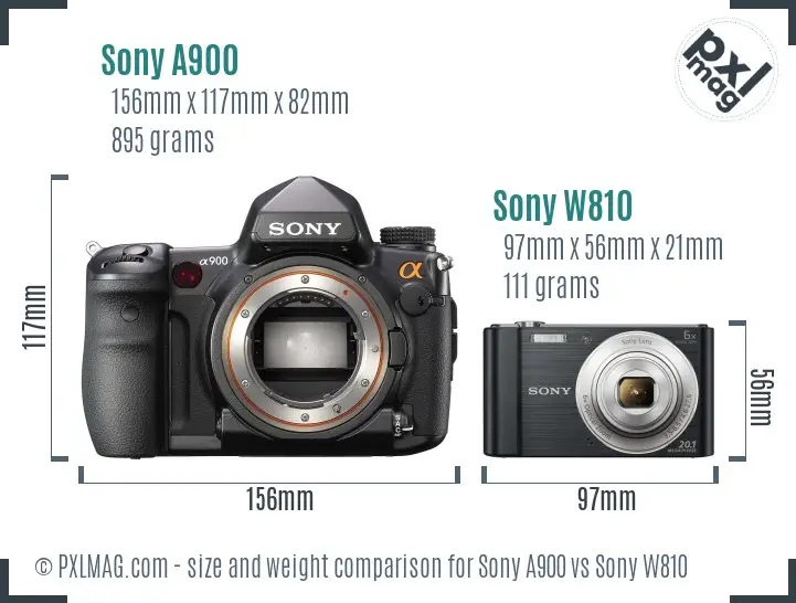 Sony A900 vs Sony W810 size comparison