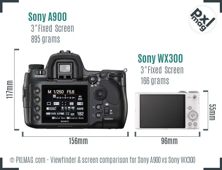 Sony A900 vs Sony WX300 Screen and Viewfinder comparison