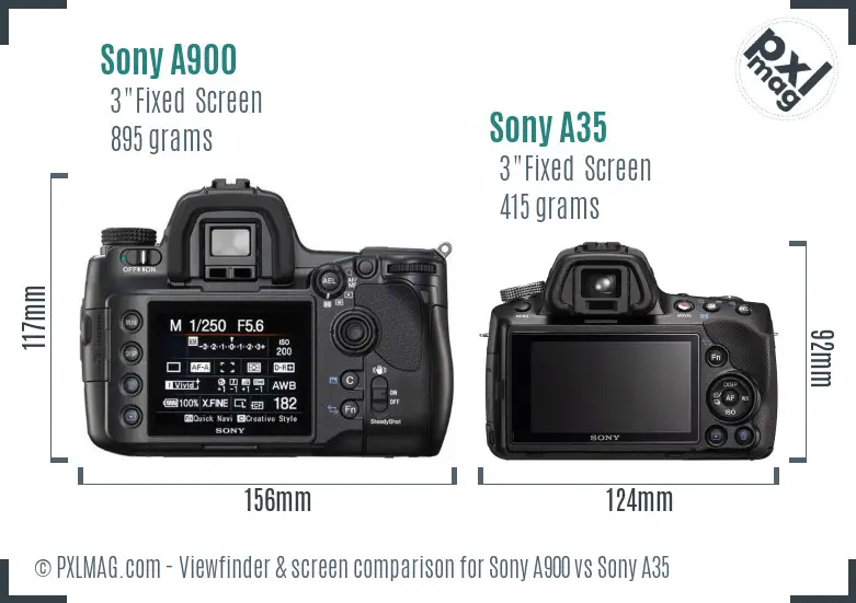 Sony A900 vs Sony A35 Screen and Viewfinder comparison