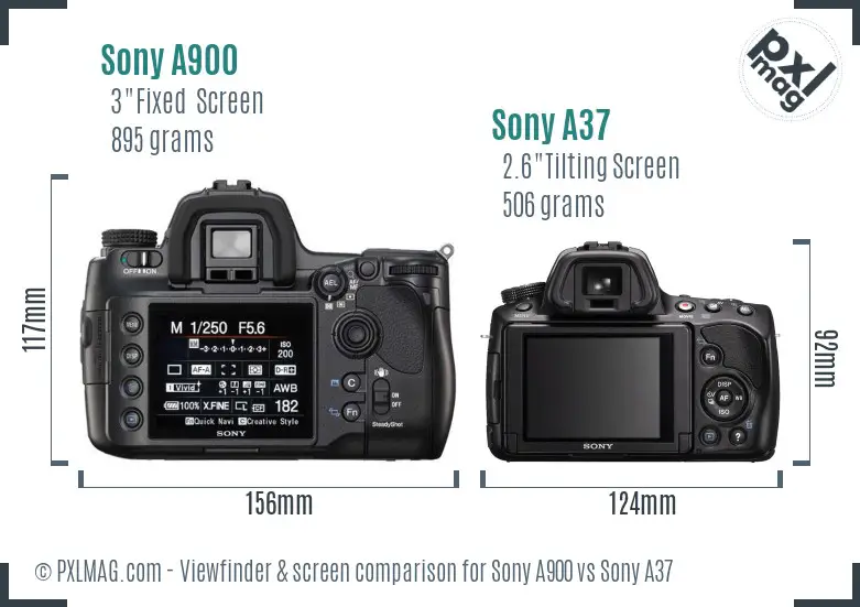Sony A900 vs Sony A37 Screen and Viewfinder comparison