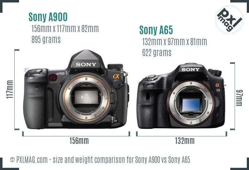 Sony A900 vs Sony A65 size comparison