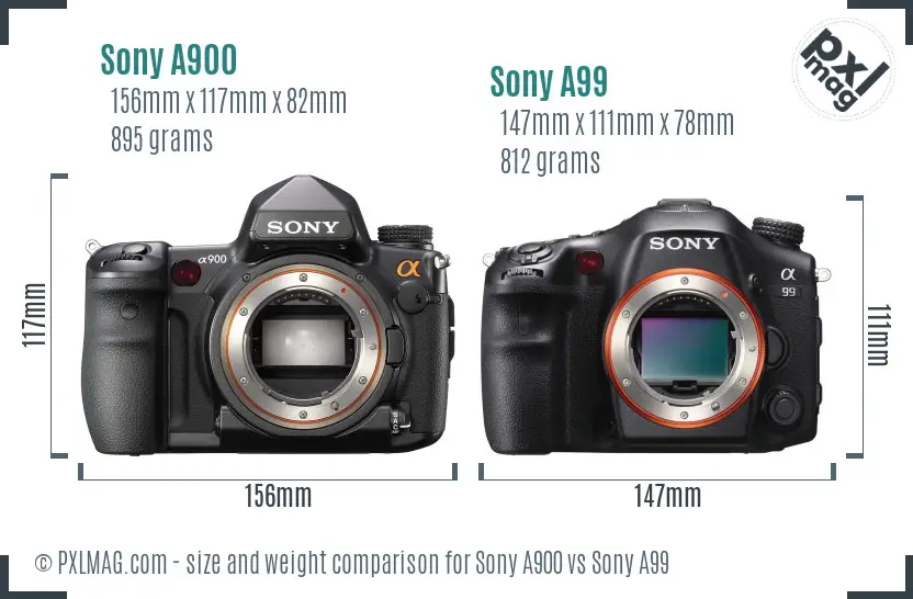Sony A900 vs Sony A99 size comparison