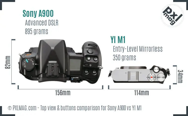 Sony A900 vs YI M1 top view buttons comparison