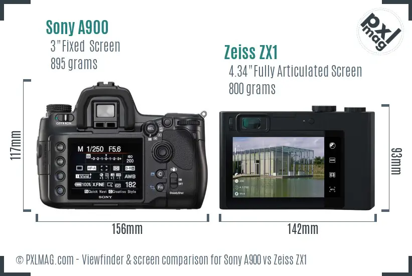 Sony A900 vs Zeiss ZX1 Screen and Viewfinder comparison