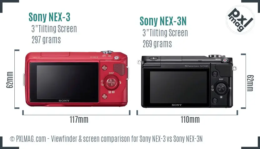 Sony NEX-3 vs Sony NEX-3N Screen and Viewfinder comparison