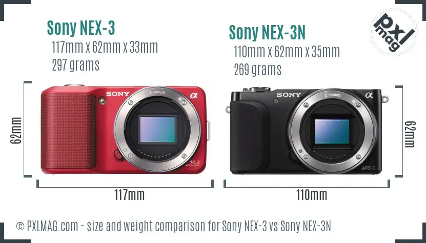 Sony NEX-3 vs Sony NEX-3N size comparison